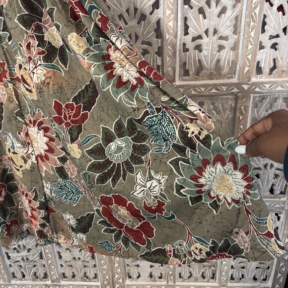 Vintage Ms. Paquette USA Two-Piece Top Flare Skirt Button Up Set Boho Floral-M - Picture 11 of 16